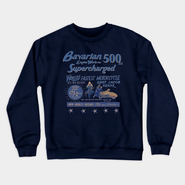 Vintage Motorcycle land Speed record Holder Crewneck Sweatshirt by MotorManiac